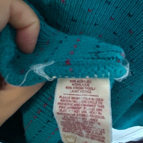 Vintage 70’s Teal Wool Sweater - Picture 4 of 5